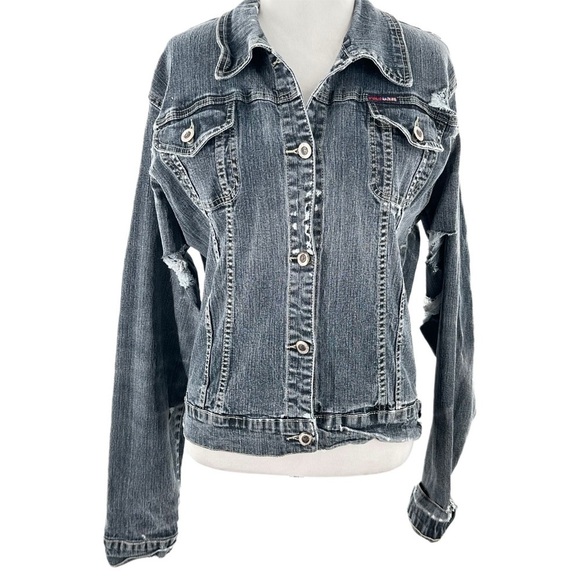 Jackets & Blazers - Polo womens jean jacket size M distressed denim Ralph Lauren
